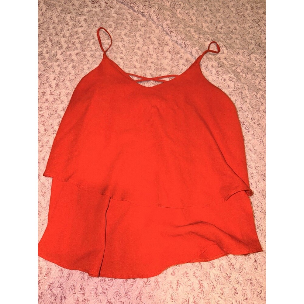 Francesca's Red Tank Spaghetti Strap Top Red Size Small Layered Flow